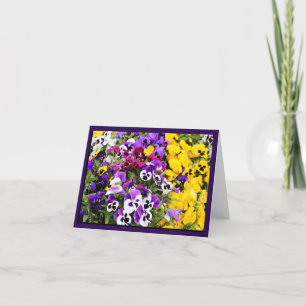 Cartão Purple Pansies Colorful Flowers Notecard