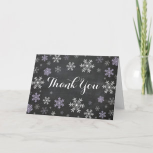 Cartão Purple Snowflakes Winter Folded Thank You Card