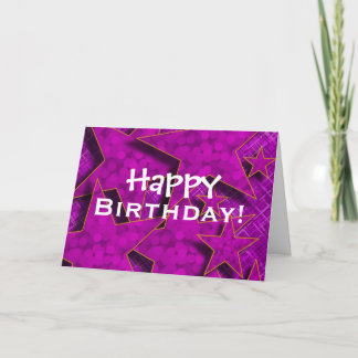 Cartão Purple Stars Happy Birday Card