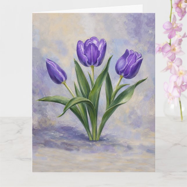 Cartão Purple Tulips Folded Greeting Card (Orquídea)