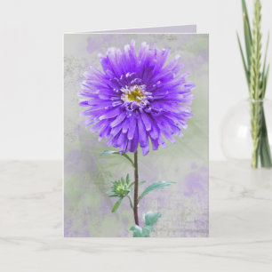 Cartão Purple Watercolor Dahlia Birthday