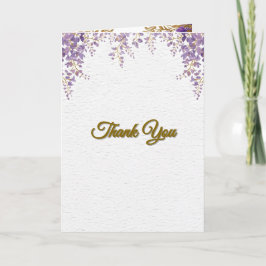 Cartão 👉 Purple Wisteria Gold Floral Monogram Wedding En