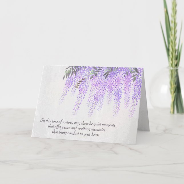 Cartão Purple Wisteria Watercolor Sympathy (Frente)