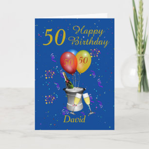 Cartão Púrpura de Champagne de 50.º aniversári