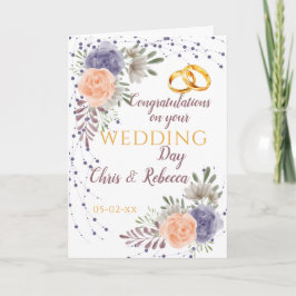 Cartão Púrpura de Rosa de Pedra do Dia do Casamento