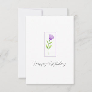 Cartão Púrpura Flor de Aquarela