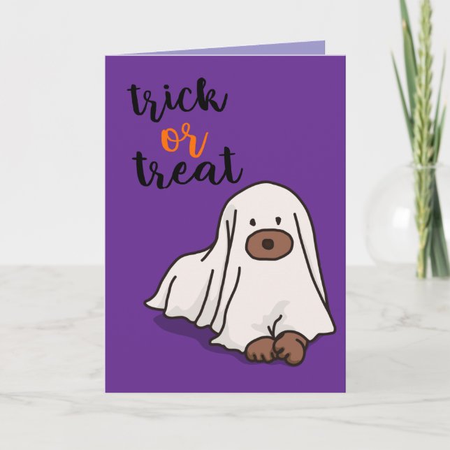 Cartão Púrpura Moderna Engraçado do Dia das Bruxas (Frente)