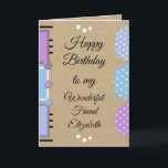 Cartão Púrpura russa de aniversário do melhor amigo<br><div class="desc">Personalize este Cartão de Aniversário rústico para o seu maravilhoso amigo.
Projetado em roxo,  azul,  lilás e branco.
Desejo-te um aniversário tão bonito e adorável como tu.
Lembre-se de fazer um desejo.*Fundo de efeito gráfico Kraft.*Cartão Real Kraft não usado</div>