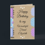 Cartão Púrpura russa de aniversário do melhor amigo<br><div class="desc">Personalize este Cartão de Aniversário rústico para o seu maravilhoso amigo.
Projetado em roxo,  azul,  lilás e branco.
Desejo-te um aniversário tão bonito e adorável como tu.
Lembre-se de fazer um desejo.*Fundo de efeito gráfico Kraft.*Cartão Real Kraft não usado</div>