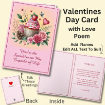 Purpurina No Bolo com Poema de Amor de Dia dos Nam