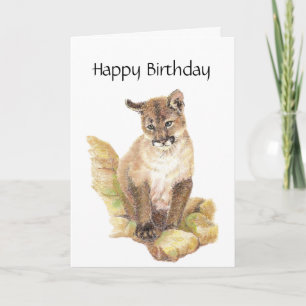 Cartão Purr- Fect Birthday, Cougar, Puma, Mountain Lion