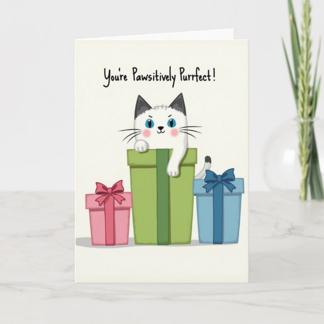 Cartão Purrfect Mothers Day Gift Box Card (Frente)