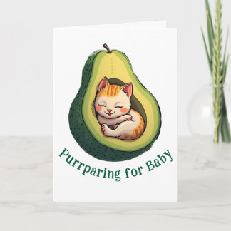 Cartão Purrparing for Baby Cute Avocado Cat Pregnancy