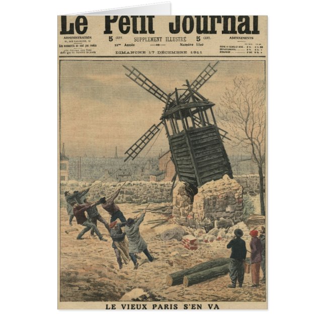 Cartão Puxar abaixo de um dos últimos moinhos de vento (Frente)