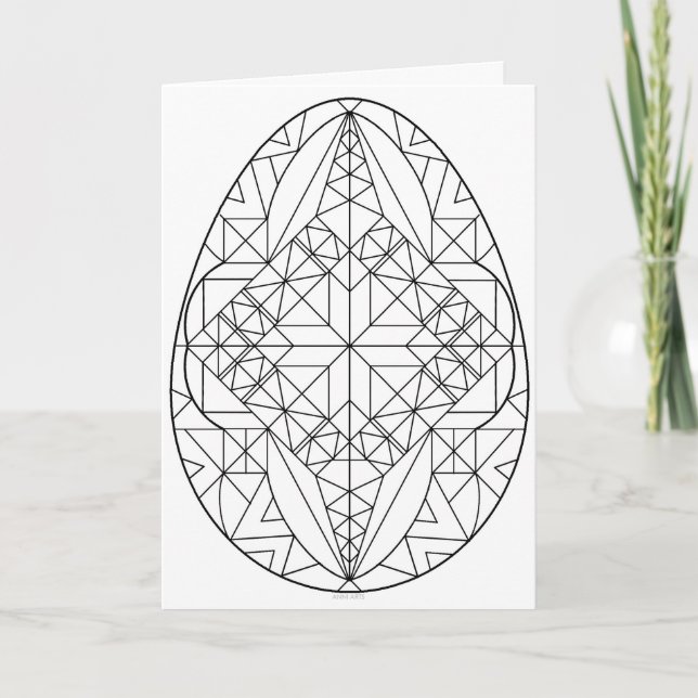 Cartão Pysanky para Colorir 2 (Frente)