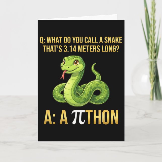Cartão Python Pithon Dia do Pi Símbolo Engraçado Professo (Frente)