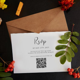 Cartão QR RSVP de Casamento de Script Minimalista