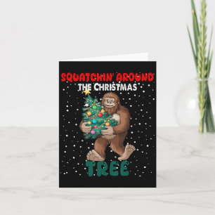 Cartão Quadrado De Natal Bigfoot Em Torno Do T De Natal
