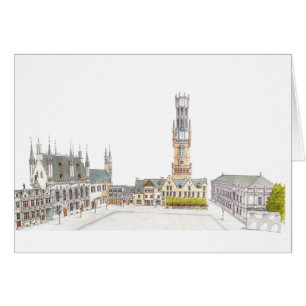 Cartão Quadrado do Burg. Bruges Bélgica