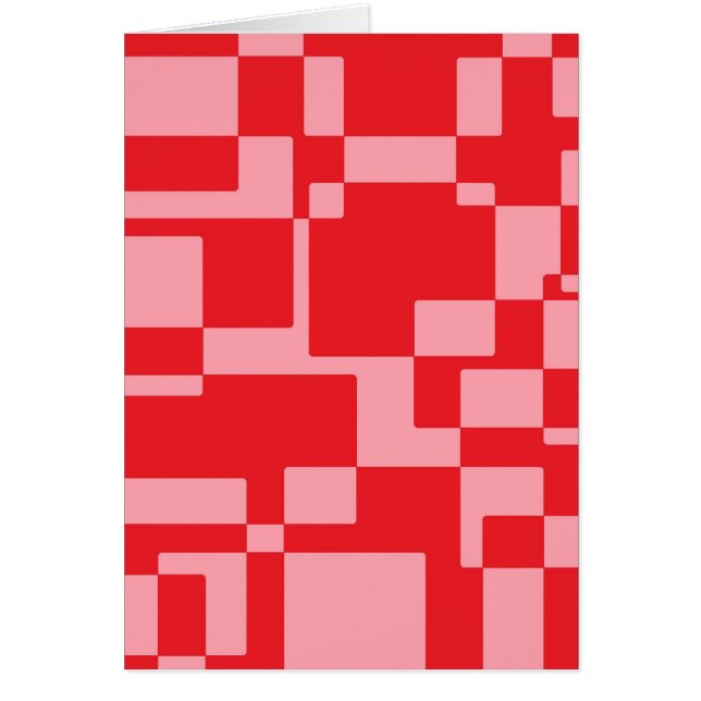Cartão Quadrados cor-de-rosa-vermelho (Frente)