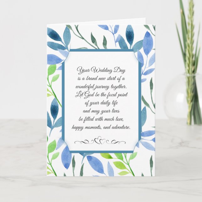 Cartão Quadro Azul de Casamento Religioso (Frente)