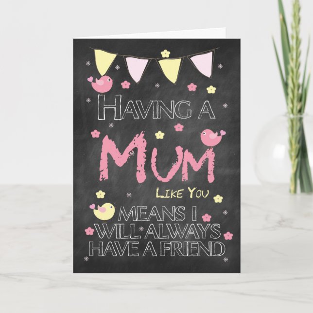 Cartão Quadro De Aniversário De mãe Com Flores De Aves Pe (Frente)