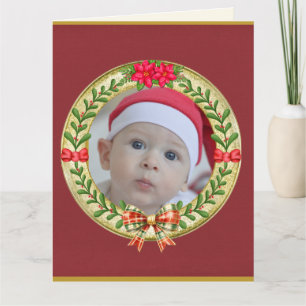 Cartão Quadro de imagem personalizado e coroa de Natal