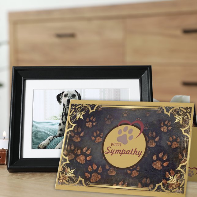 Cartão Quadro de ouro com Simpatia de Coração e Pawprint  (Criador carregado)