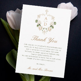 Cartão Quadro de Rosas Brancas Agradecimento Casamento Re