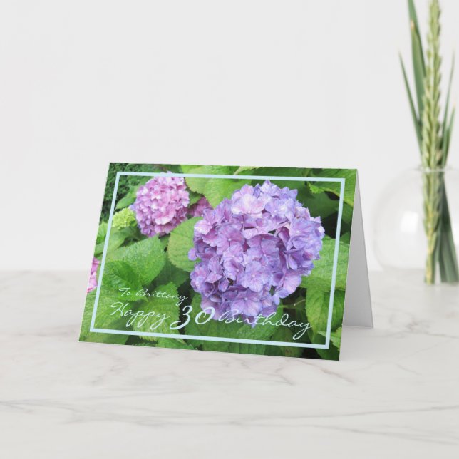 Cartão Quadro Dourado Elegante de Brittany Bday Hydrangea (Frente)