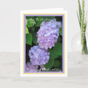 Cartão Quadro Dourado Elegante de Hydrangeas de aniversá
