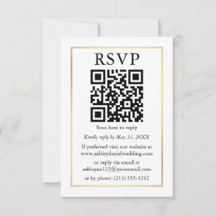 Cartão Quadro Dourado RSVP de Casamento Simples Minimalis