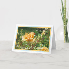 Cartão Quadro Elegante de Ouros de Rosa de aniversário de