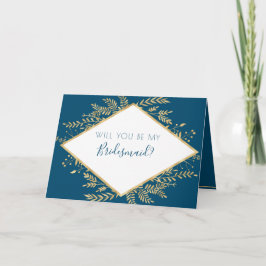 Cartão Quadro Moderno Azul e Dourado