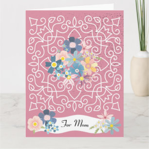 Cartão Quadro Vitoriano do Dia de as mães Vintage com Flo