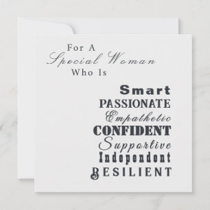 Cartão Qualidades Motivacionais Personalizadas das Mulher