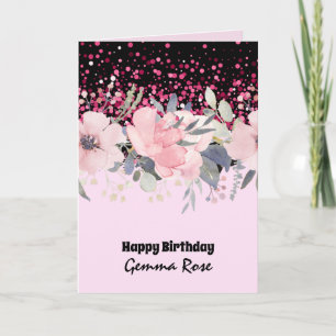 Cartão QUALQUER COCASION Girly Rosegold Glitter Rosa