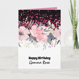 Cartão QUALQUER COCASION Girly Rosegold Glitter Rosa