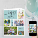 Cartão Qualquer Colagem de Fotografias com Idade 5 Azul C<br><div class="desc">Cartão de aniversário personalizado para qualquer idade. O modelo de foto está pronto para você adicionar 5 de suas fotos favoritas, bem como o nome e a idade da pessoa de aniversário. Dentro, o cartão diz "desejando um aniversário fabuloso" e você também tem a opção de adicionar sua própria mensagem...</div>