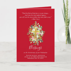 Cartão QUALQUER ORDENAÇÃO ANIVERSÁRIO Pastor Padre Minist