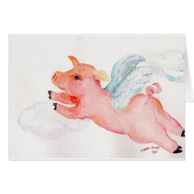 Cartão Quando os porcos voarem (Frente Horizontal)