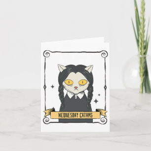 Cartão Quarta-feira Engraçado Gato Halloween Gato Assusta