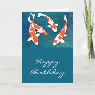 Cartão Quarteto de Kohaku alaranjado & branco Koi