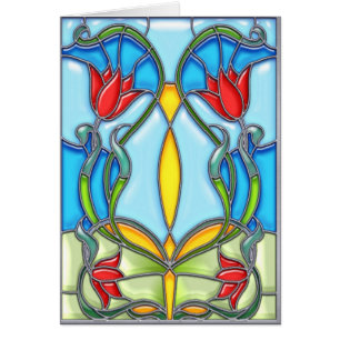 Cartão Quarteto de tulipas vermelhas