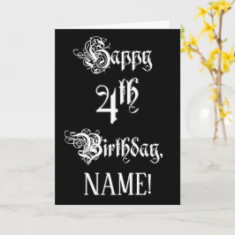 Cartão Quarto aniversário: Rico, Script Elegante + Nome P
