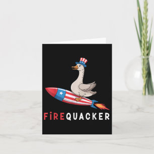 Cartão Quarto De Julho Do Pato Do Bombeiro Patriótico Qua
