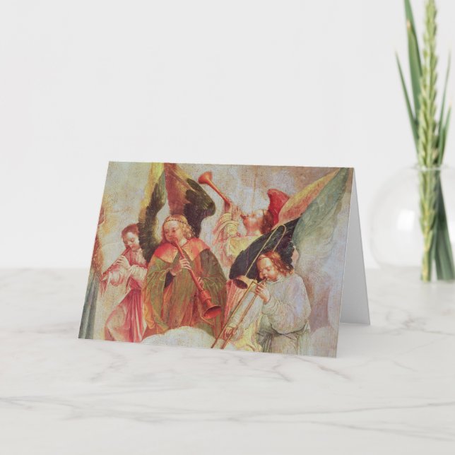Cartão Quatro anjos que jogam instrumentos (Frente)