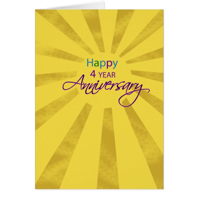 Cartão Quatro anos de funcionário - Aniversário comercial (Frente)