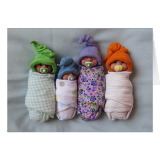 Cartão Quatro Bebês: Poliméricos Clay Esculturas: Binkies