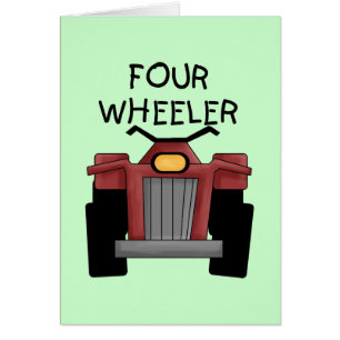 Cartão Quatro camisetas e presentes do veículo com rodas